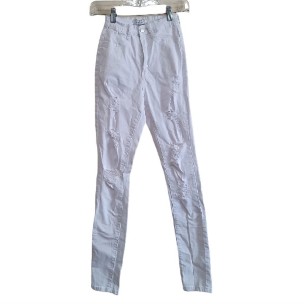 AP Blue by Aphrodite Jeans  Womens White Distress Skinny Highwaist Jeans Size 3